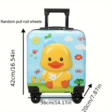 Niedlicher Kinderkoffer mit Enten-Design – Ideal für Kinder, 16,5 Zoll mit geräuschlosen Rädern