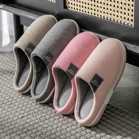 Warme Herrenpantoffeln mit Fischgrätstruktur – Komfort & Grip für Zuhause im Herbst und Winter