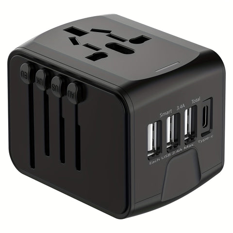 Reiseadapter mit 4 USB-Ports und Type-C – Weltweiter Ladegerät mit Schnellladung und Sicherheitsmerkmalen