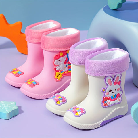 Kinder Gummistiefel mit Cartoon Weltraumreisender – Warm und Wasserdicht für den Winter