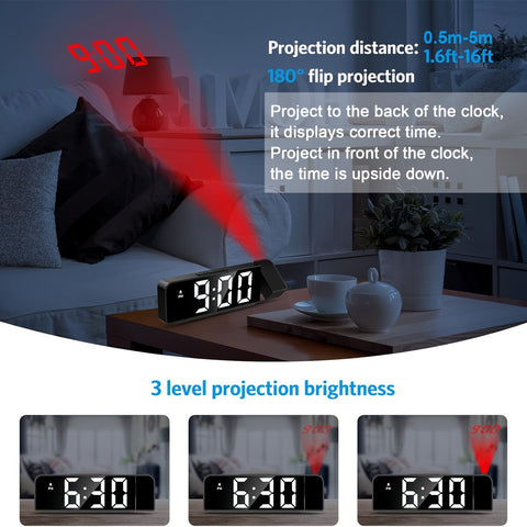 LED-Projektionswecker – Temperatur- und Datumsanzeige mit USB-Stromversorgung