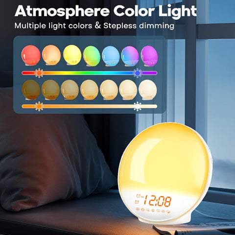 Halo Light Digitale Wecker – Sonnenaufgangswecker mit USB-Stromversorgung und Doppelalarmfunktion