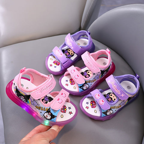 Sanrio Mädchen Sandalen mit Beleuchtung – Kawaii Cartoon Prinzessinnen Sandalen für den Sommer