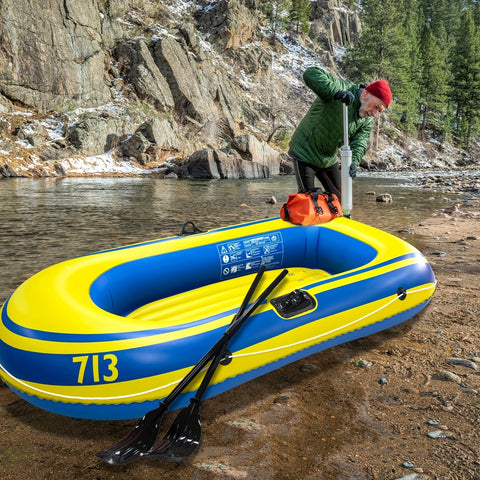 Aufblasbares Fischerboot Set – Leichtes PVC Boot für 2 Personen mit Paddeln