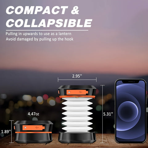 Zusammenklappbare Campinglampe - Wiederaufladbare LED-Lampe für Outdoor-Aktivitäten und Notfälle