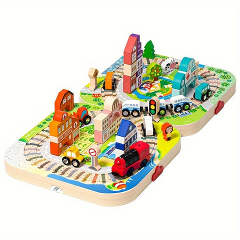 Holz Stadt Bauklötze Set - Spaßiges Spielerlebnis für Kinder