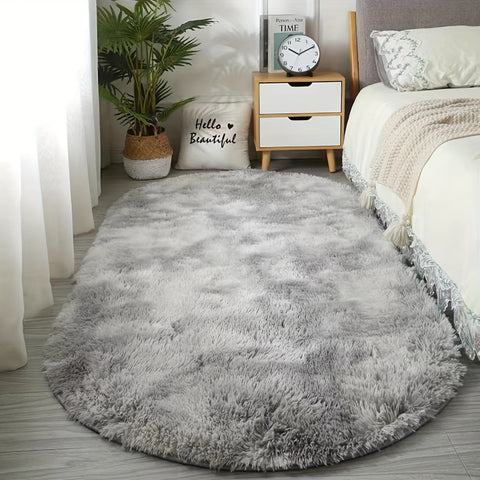 Plüsch Ovaler Teppich – Weicher und Stilvoller Teppich für Schlafzimmer und Wohnzimmer Dekoration
