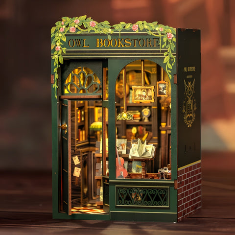 DIY Miniatur Eulen Buchhandlung – 3D Holz Kit mit Beleuchtung für kreative Dekoration