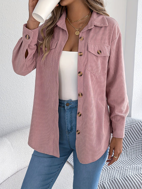 Lässige Cord-Jacke für Damen – Lange Ärmel und Klassischer Kragen, Perfekt für den Herbst und Winter