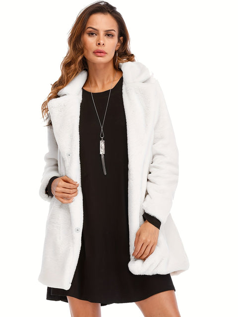 Eleganter Damen Mid-Länge Winter Faux-Fur Mantel - Stilvoll und Warm für Kalte Monate