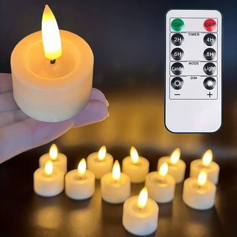 Magische Flammloses Teelichter - Set mit Fernbedienung und Dimmbarem Timer