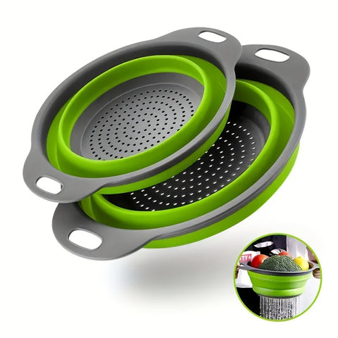 Faltbare Silikon-Sieb-Set – Perfekt für Pasta, Gemüse und Obst