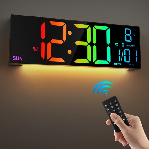 LumiWall Digitale Wanduhr – Groß, Farblich und Einfach Ablesbar