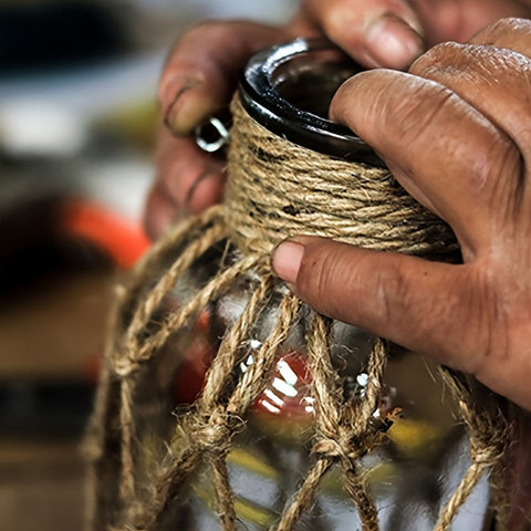 Rustikale Glasvase mit Jute-Schnur – Dekorativ und Zeitlos für dein Interieur