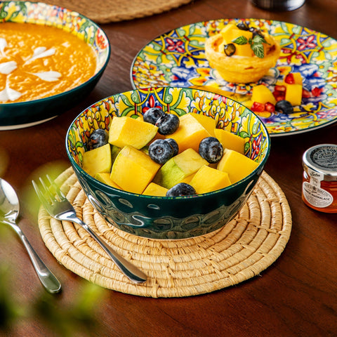 24-teiliges Diner-Set – Steinzeug im Boho-Stil