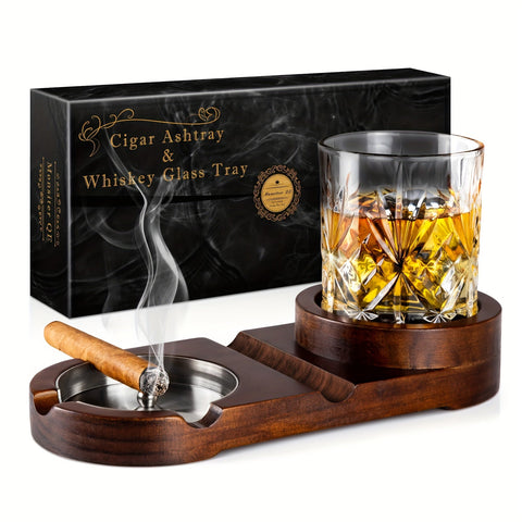 Kreative Zigarren-Aschenbecher und Whiskeyglas-Tablett - Das perfekte Geschenk zum Vatertag oder für Geschäftsbeziehungen