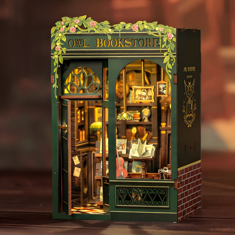DIY Miniatur Eulen Buchhandlung – 3D Holz Kit mit Beleuchtung für kreative Dekoration