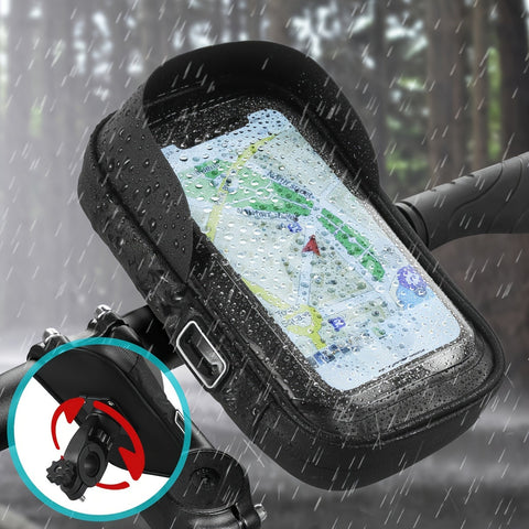 Wasserdichte Fahrrad- und Motorrad-Handyhalterung – Lenker-Tasche mit 360° Drehoption