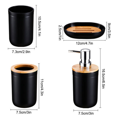 Badezimmer Zubehör Set mit Bambusdeckel – 4-teiliges Set für Badezimmerdekoration