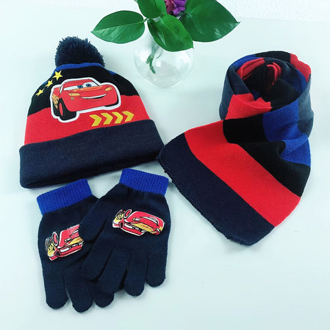 Winterset für Kinder – Mütze, Handschuhe und Schal Set mit Cartoon-Charakteren
