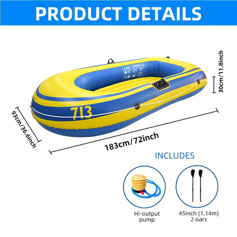 Aufblasbares Fischerboot Set – Leichtes PVC Boot für 2 Personen mit Paddeln