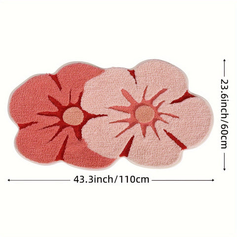 Fluffy Blumen Badezimmerteppich – Absorbierend und Weich für Extra Komfort