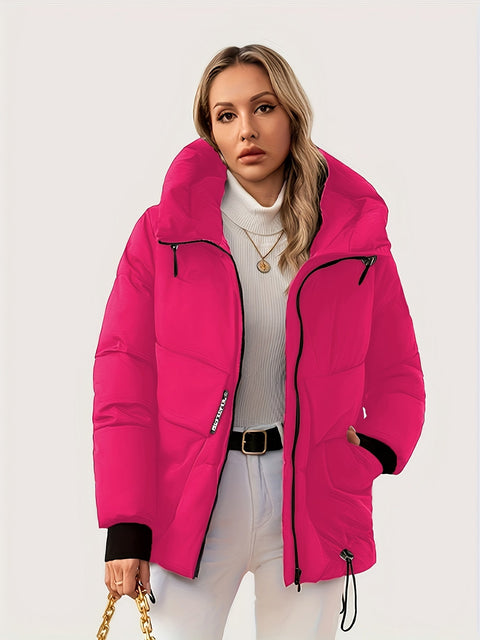 Moderne Winterjacke mit Verstellbarer Kapuze und Taille – Gepolstertes Design für Maximale Wärme und Komfort