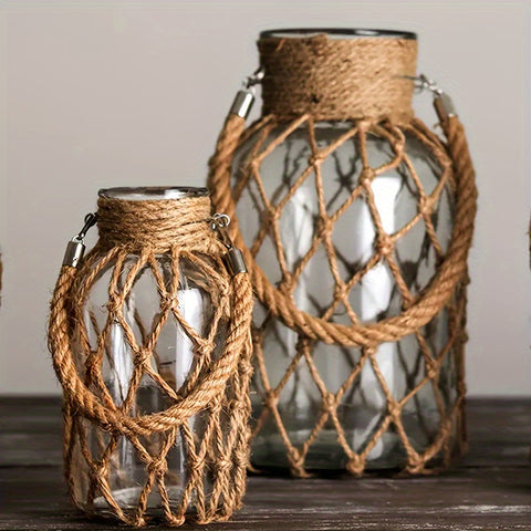 Rustikale Glasvase mit Jute-Schnur – Dekorativ und Zeitlos für dein Interieur