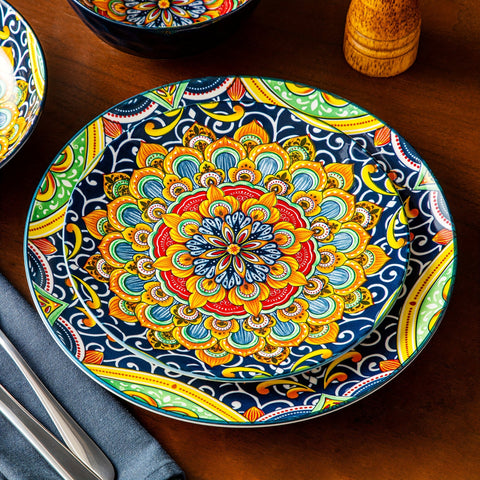 24-teiliges Diner-Set – Steinzeug im Boho-Stil