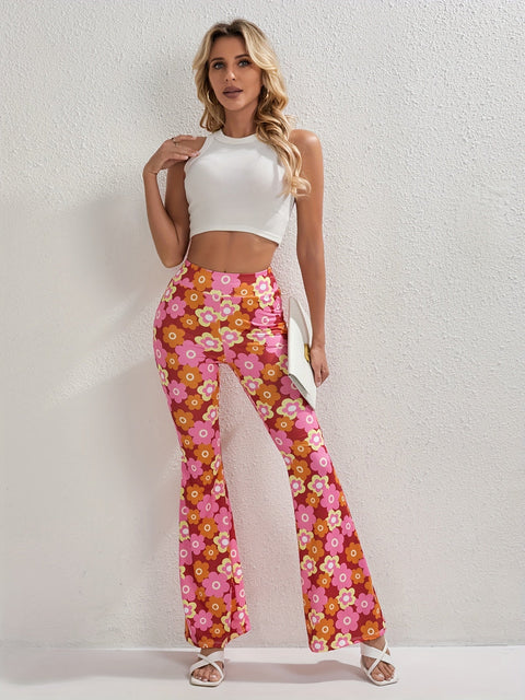 Fröhliche Blumen Flared Hose – Stilvoll und Atmungsaktiv für Frühling und Sommer