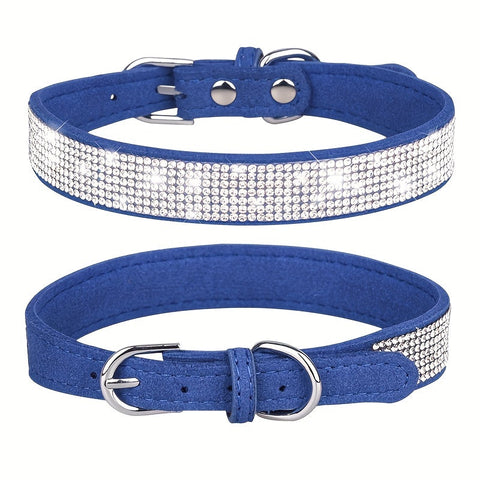 Verstellbares Lederhalsband für Hunde mit Strass – Stark und Langlebig