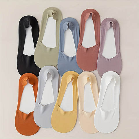 5 Paar Ice Silk Socken – Atmungsaktive und Rutschfeste Unsichtbare Socken für Damen