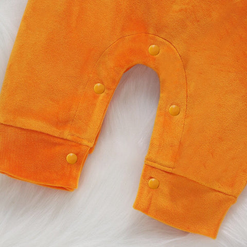 Halloween Kürbis Outfit - Niedlicher Overall mit Mütze und Hausschuhen