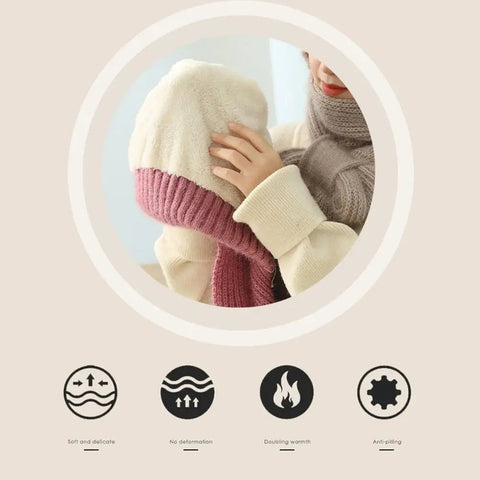 Strickmütze mit integrierter Schal – 2-in-1 Design