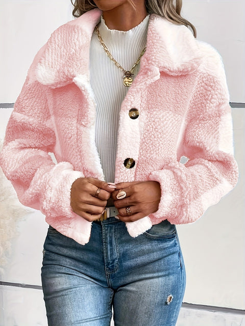 Luna Karierter Teddy-Jacke - Wärme und Stil für Damen