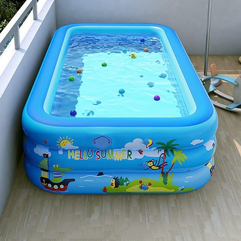 Ozean Splash Aufblasbares Kinderbecken – Dickes PVC für Gartenvergnügen
