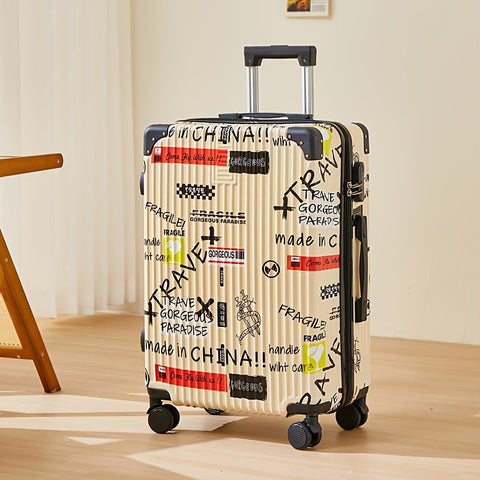 Luxe Graffiti Koffer mit Raum-Thema – 24 Zoll Flugkoffer mit Spinner-Rädern und TSA-Schloss