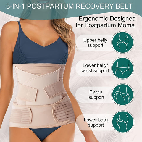 3-in-1 Postpartum Bauchband – Bequeme und Verstellbare Unterstützung für die Erholung nach der Geburt