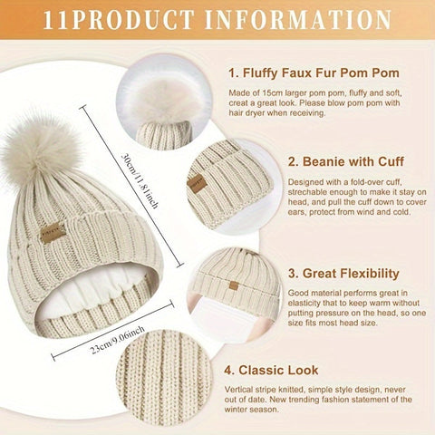 Lieke 3-in-1 Winterset – Warme Gebreite Mütze, Schal und Handschuhe