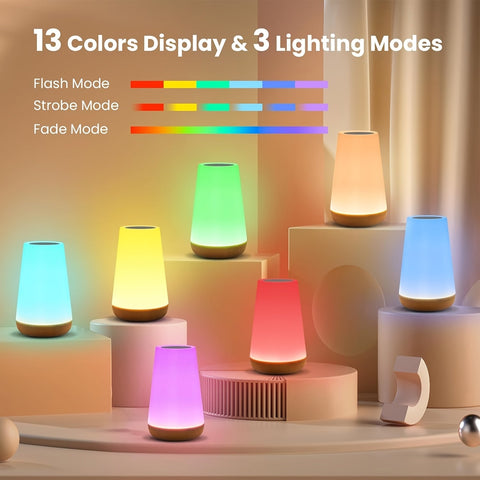 Dimmbares Touch-Licht mit 13 RGB-Farben – Perfekt für das Schlafzimmer, Nachttischlampe und Nachtlicht