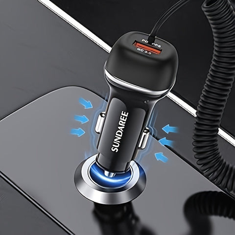 Schnell aufladbarer USB-C 51W Autolader – Für superschnelles Aufladen mehrerer Geräte
