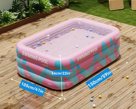 Fröhliches Aufblasbares Schwimmbad für den Garten – Langlebiges PVC, Perfekt für Sommerpartys und Familienvergnügen