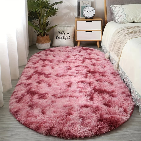 Plüsch Ovaler Teppich – Weicher und Stilvoller Teppich für Schlafzimmer und Wohnzimmer Dekoration