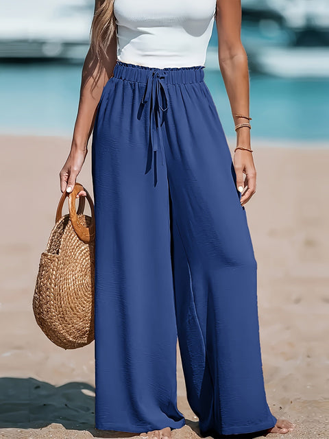 Atmungsaktive Hohe Taille Weite Hose – Bequem und Stilvoll für Lässige Tage
