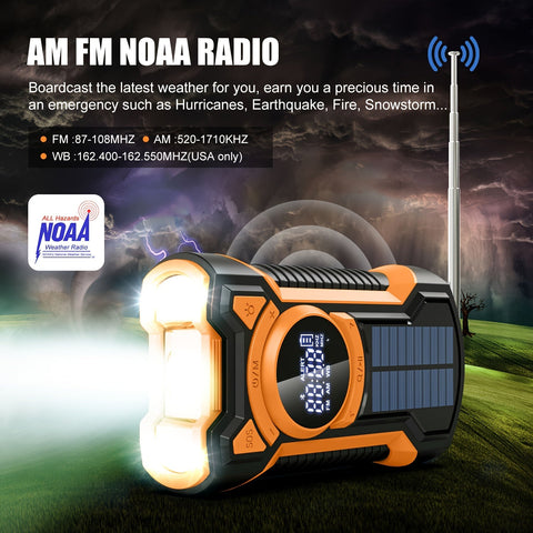 All-in-One Notradio mit Handkurbel und Solarpanel – Für Camping und Notfälle