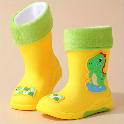 Kinder Gummistiefel mit Cartoon Weltraumreisender – Warm und Wasserdicht für den Winter