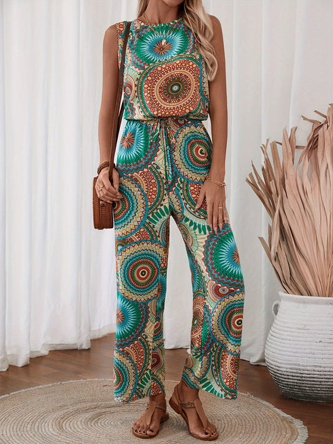 Lässiger Mandala-Druck Jumpsuit für Damen – Ärmellos und Atmungsaktiv für Sommertage