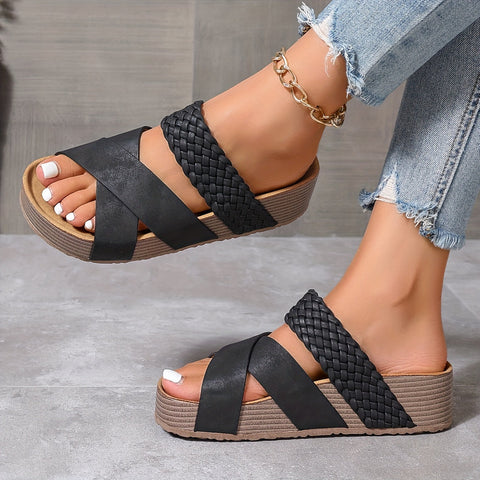Schicke Geflochtene Plattform Sandalen für Damen – Stilvoll und Komfortabel für Sommerliche Tage