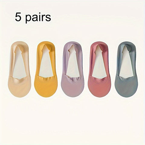 5 Paar Ice Silk Socken – Atmungsaktive und Rutschfeste Unsichtbare Socken für Damen