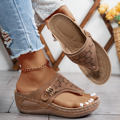 Modische Damen Flip-Flops – Mit Niedrigem Absatz und Offener Zehenpartie